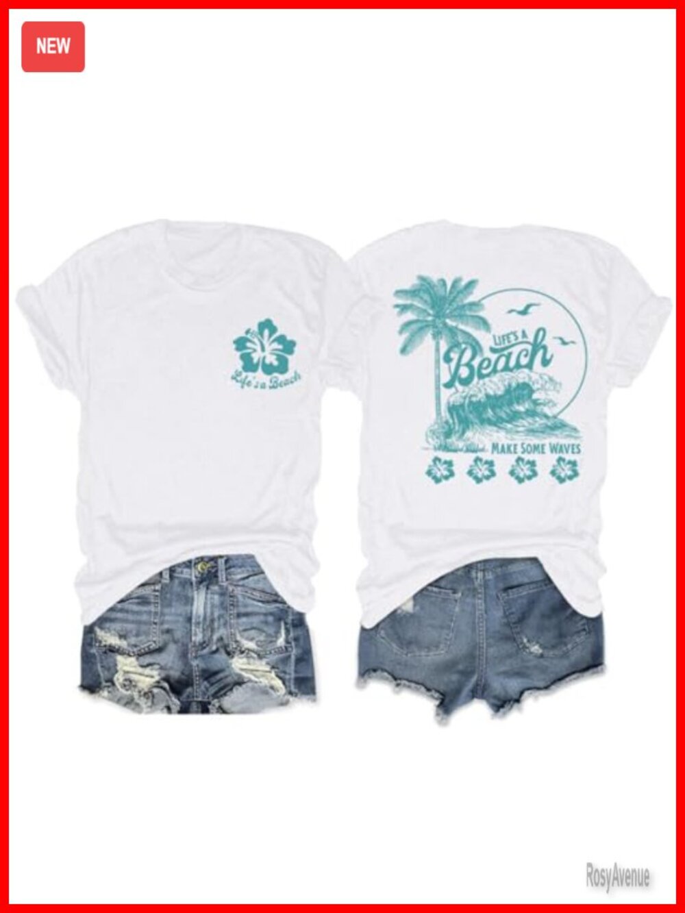 Hibiscus Floral Palm Tree Short Sleeve Beach T-Shirt